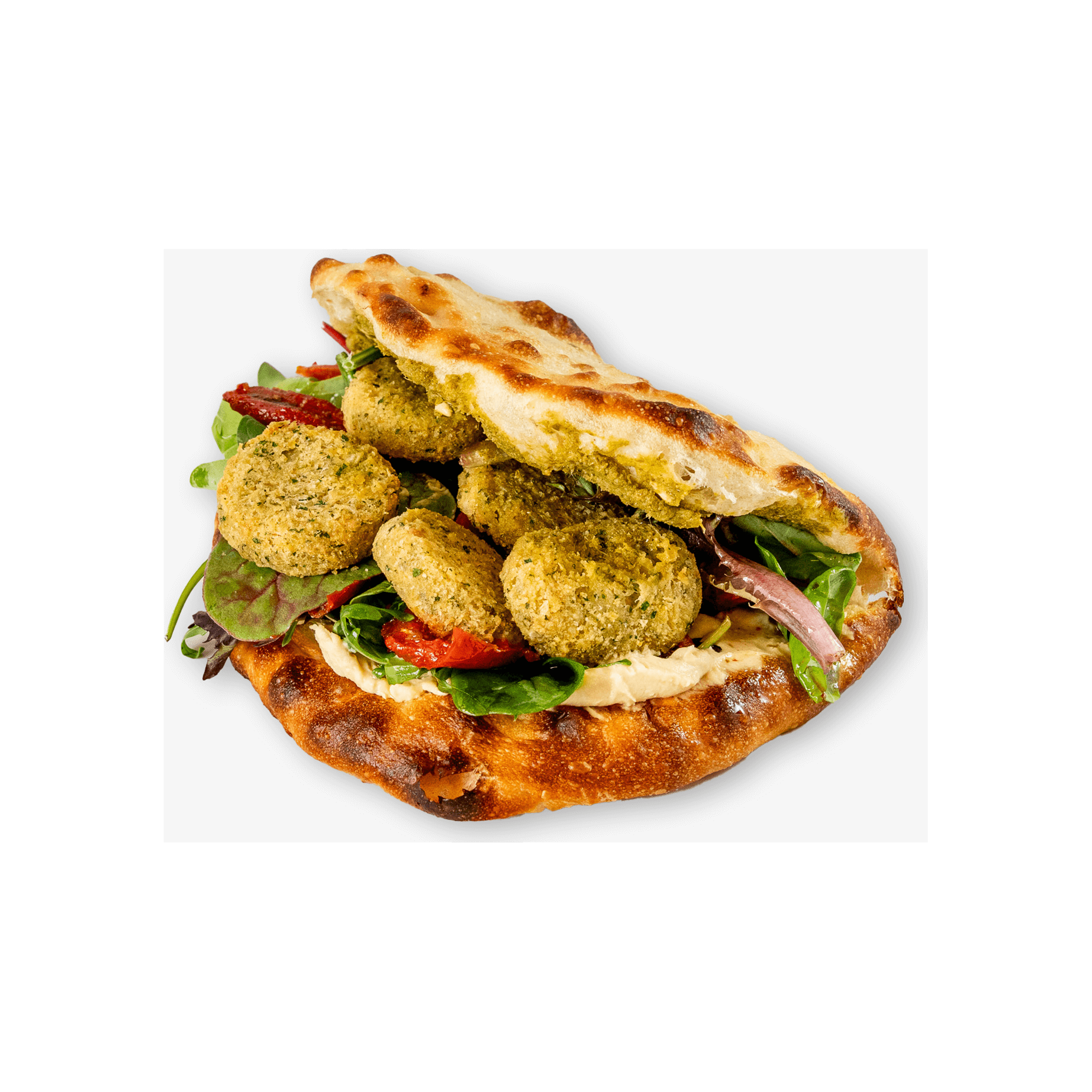 Sandwich m. falafel, hummus & soltørret tomat